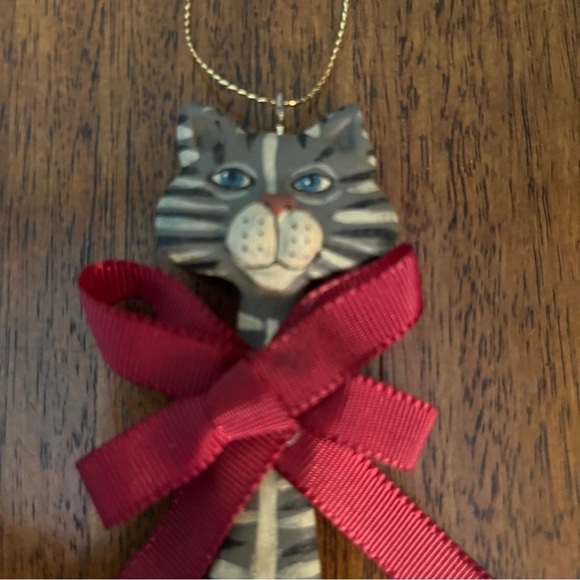 Kurt Adler Long Neck Cat with Burgundy Bow Resin Vintage Collectible - Picture 3 of 7